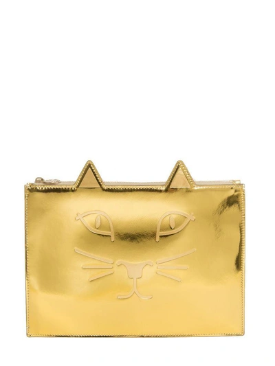 Shop Charlotte Olympia Clutch In Gold