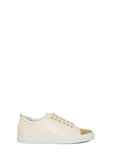 Shop Lanvin Sneaker Low Two-tone Ivory/gold In Multicolor