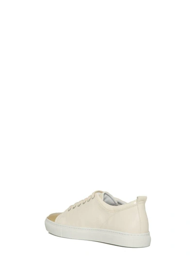 Shop Lanvin Sneaker Low Two-tone Ivory/gold In Multicolor