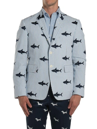 Shop Thom Browne Blazer In Blue