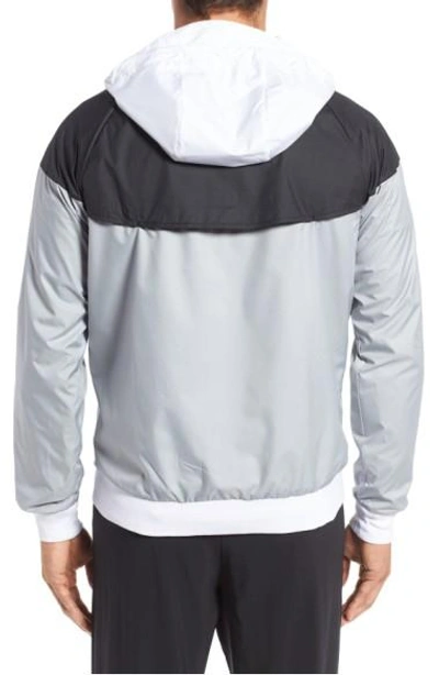 Shop Nike 'windrunner' Colorblock Jacket In White/ Black/ Wolf Grey/ White
