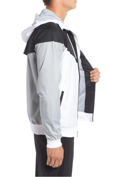 Shop Nike 'windrunner' Colorblock Jacket In White/ Black/ Wolf Grey/ White