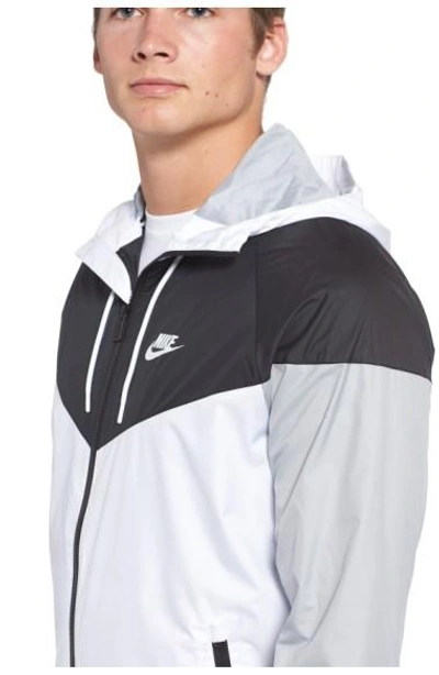 Shop Nike 'windrunner' Colorblock Jacket In White/ Black/ Wolf Grey/ White