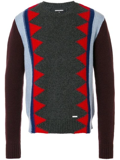 Shop Dsquared2 Contrast Knit Patterned Sweater