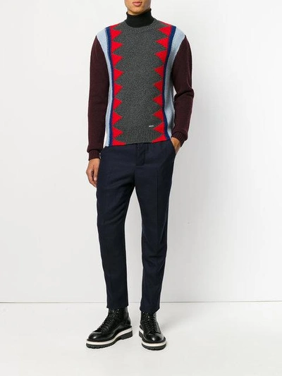 Shop Dsquared2 Contrast Knit Patterned Sweater