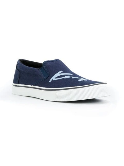 Shop Kenzo Slip On Sneakers - Blue