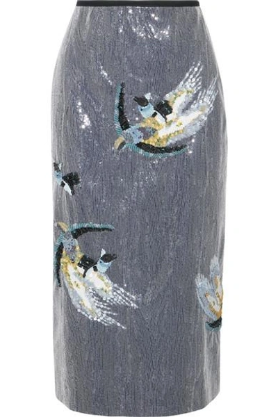 Shop Erdem Sacha Sequined Crepe Midi Skirt