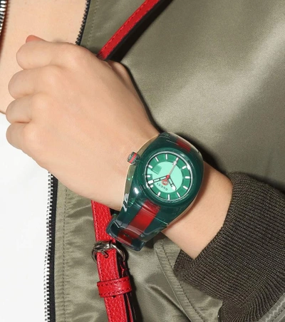 Shop Gucci Sync Xxl Watch In Green
