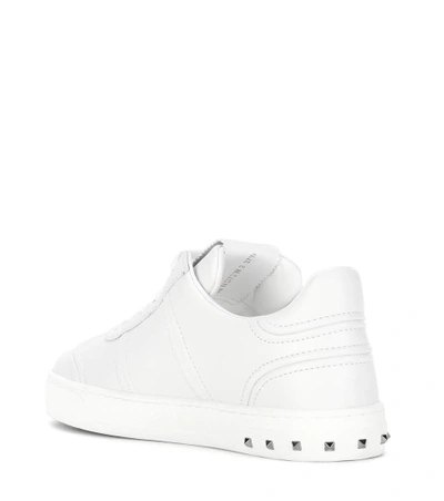 Shop Valentino Soul Rockstud Leather Sneakers In White
