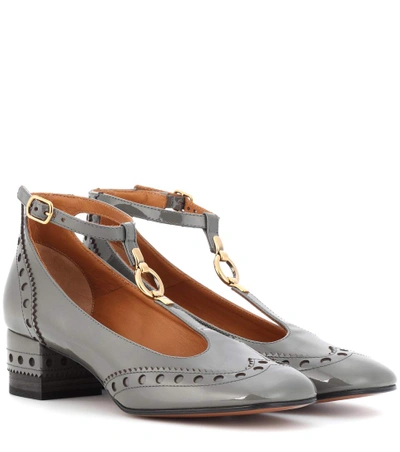 Chloé Grey Perry 45 Patent Leather Pumps