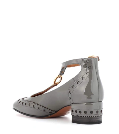Shop Chloé Perry Patent Leather Pumps In Dusty Grey