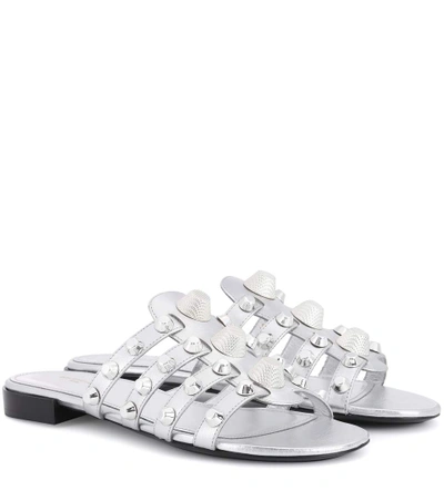 Balenciaga Womens Silver Gwen Leather Sandals 2