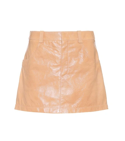 Chloé Chloe Shiny Crackled Leather Mini Skirt In Neutrals In Llush Eude