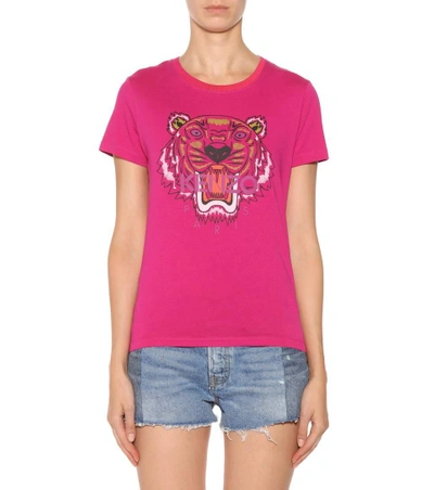 Shop Kenzo Printed Cotton T-shirt In Pink