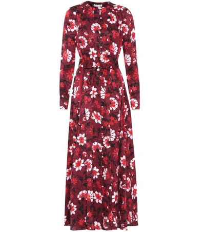 Altuzarra Melia Floral Silk Button-front Maxi Dress In Garnet