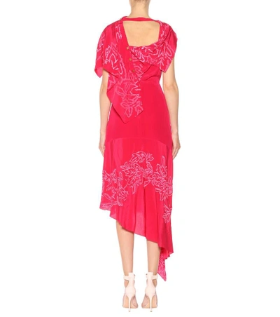 Shop Peter Pilotto Embroidered Silk Dress In Piek