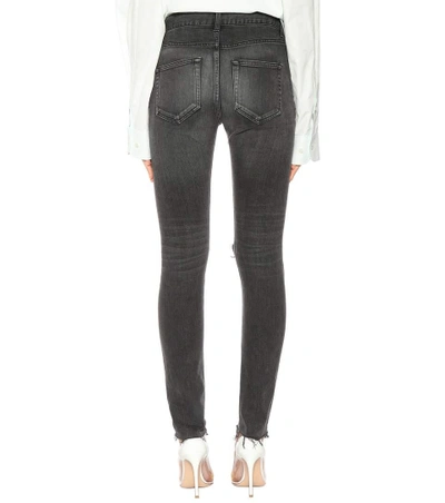 Shop Balenciaga Distressed Mid-rise Jeans In Grey