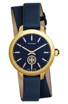 TORY BURCH COLLINS DOUBLE WRAP LEATHER STRAP WATCH, 38MM,TB1215