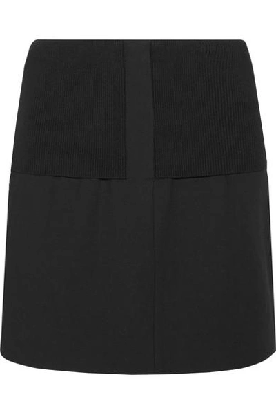 Shop Tibi Anson Camille Ribbed Stretch-knit And Wool-blend Mini Skirt In Black