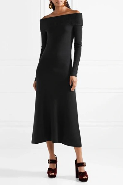 Shop Gabriela Hearst Judy Off-the-shoulder Wool And Cashmere-blend Midi Dress