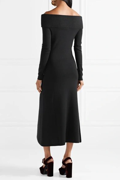 Shop Gabriela Hearst Judy Off-the-shoulder Wool And Cashmere-blend Midi Dress