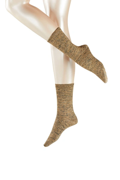 Falke Ankle Socks With Wool, Linen And Metallic Thread In Gold