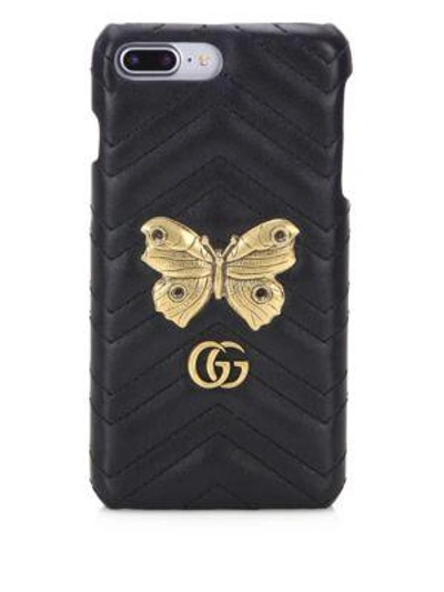 Shop Gucci Metal Mix Gg Marmont Leather Iphone Case In Black