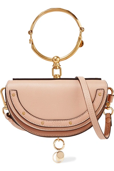 Shop Chloé Nile Mini Leather Shoulder Bag In Beige