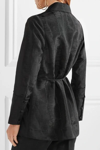 Shop Protagonist Belted Moire Blazer In Black