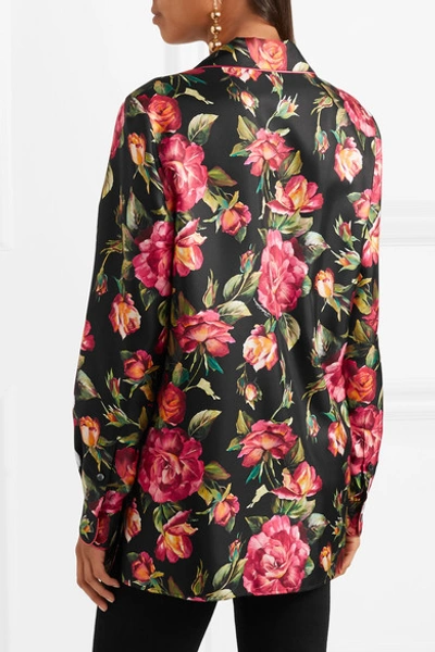 Shop Dolce & Gabbana Floral-print Silk-twill Shirt