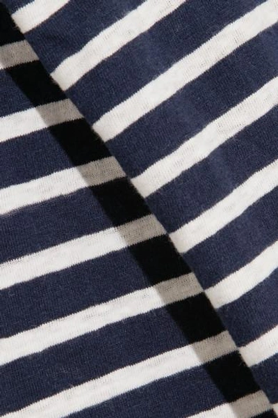 Shop Jcrew Striped Slub Cotton-blend Jersey Top In Navy
