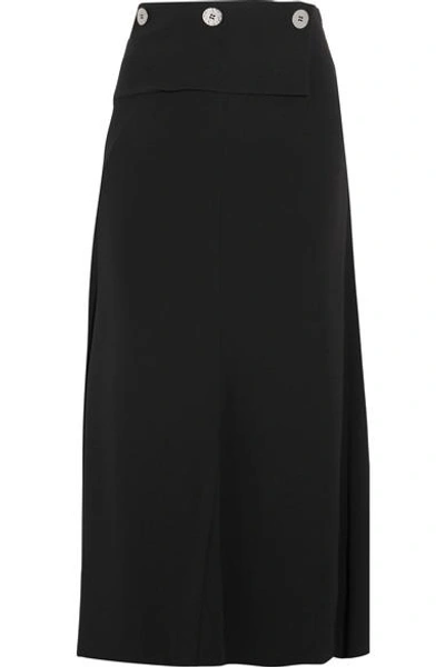 Shop Victoria Beckham Button-detailed Crepe Midi Skirt