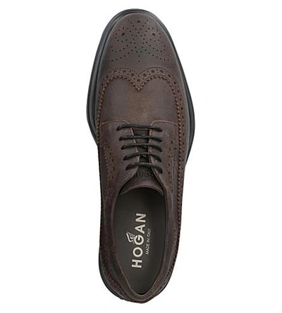 Shop Hogan H304 New Route Suede Derby Shoes In Brown
