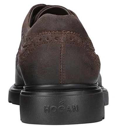 Shop Hogan H304 New Route Suede Derby Shoes In Brown