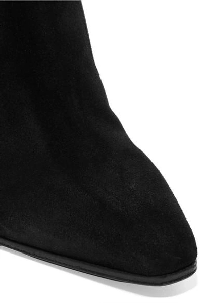 Shop Balmain Anthea Suede Point-toe Ankle Boots