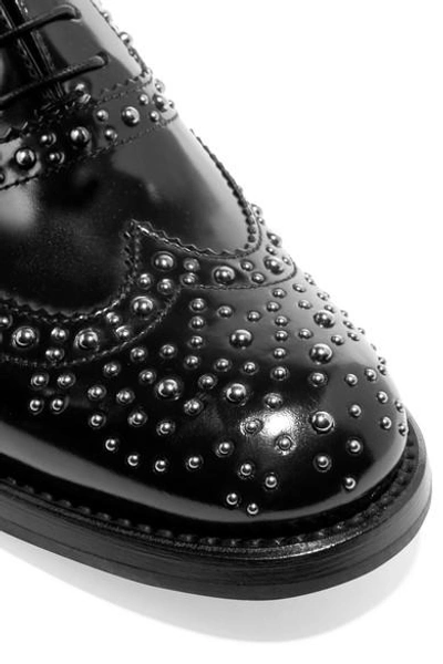 Shop Church's Burwood Met Studded Glossed-leather Brogues In Black