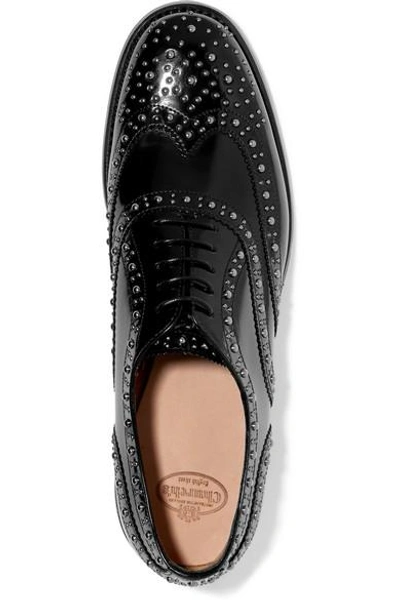 Shop Church's Burwood Met Studded Glossed-leather Brogues In Black