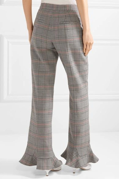 Shop Rosie Assoulin Ruffle-trimmed Plaid Wool Straight-leg Pants