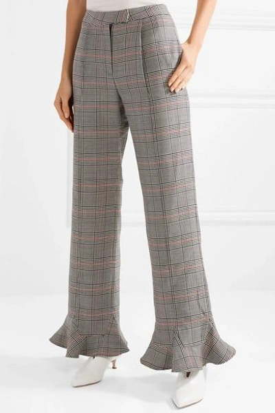 Shop Rosie Assoulin Ruffle-trimmed Plaid Wool Straight-leg Pants