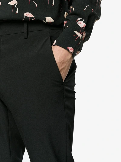 Shop Prada Turn Up Tailored Trousers In Black