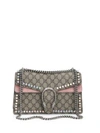 Gucci Small Dionysus Crystal Embellished Gg Supreme Canvas & Suede Shoulder Bag - Beige In Beige-pink