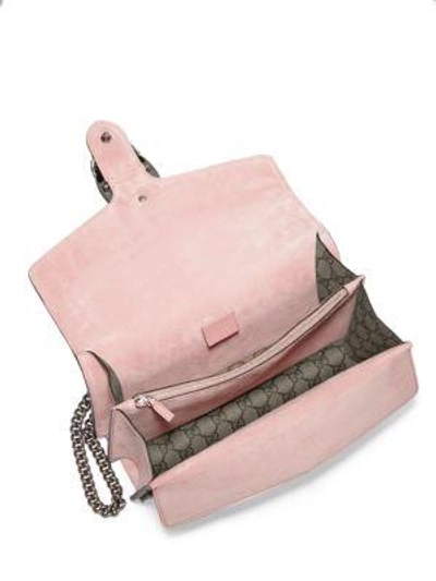 Shop Gucci Small Dionysus Crystal-embellished Chain Shoulder Bag In Beige-pink