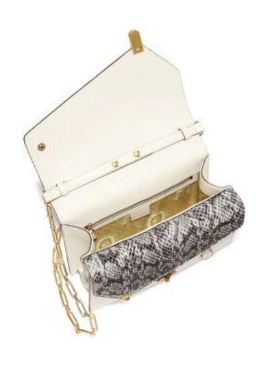 Shop Gucci Ottilia Bamboo Handle Leather & Snakeskin Bag In White