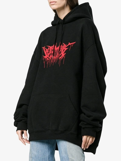 Shop Vetements Metal Logo Print Hoodie In Black