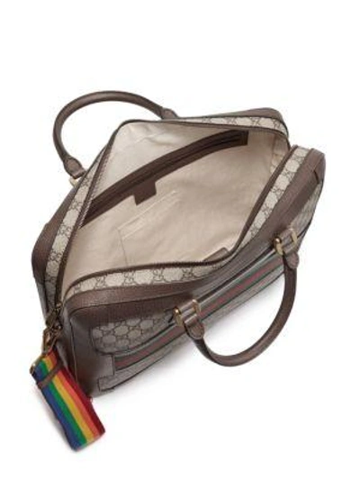 Shop Gucci Rainbow Strap Gg Briefcase In Beige