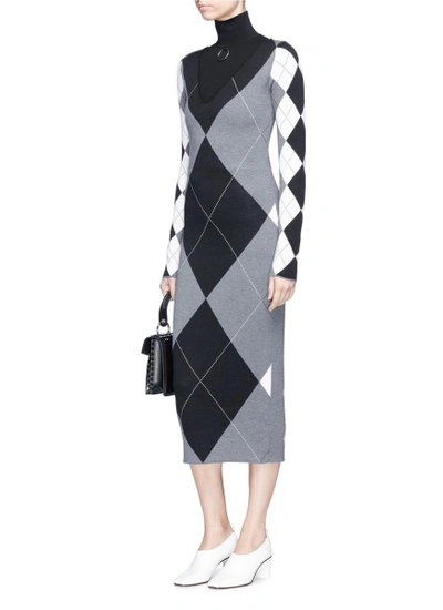 Shop Stella Mccartney Argyle Wool-blend Knit Dress