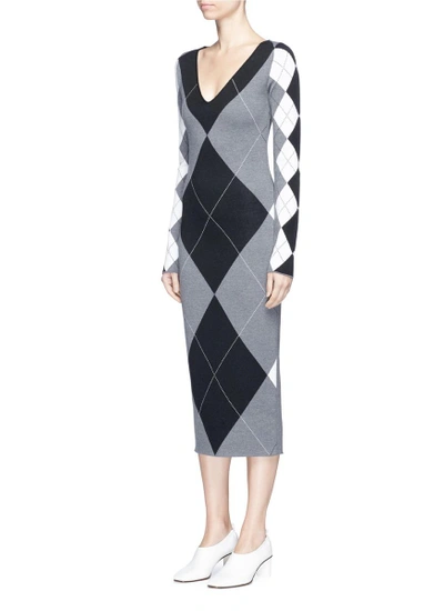 Shop Stella Mccartney Argyle Wool-blend Knit Dress