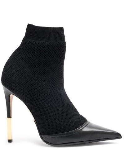 Shop Balmain Aurore Knitted Ankle Boots - Black