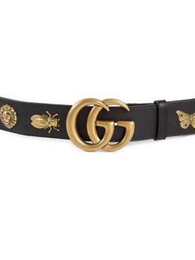 Shop Gucci Interlocking Gg Moon Metal & Leather Belt In Black