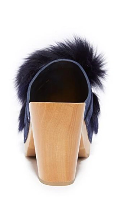 Shop Loeffler Randall Phillips Platform Fur Clog Mules In Eclipse/eclipse